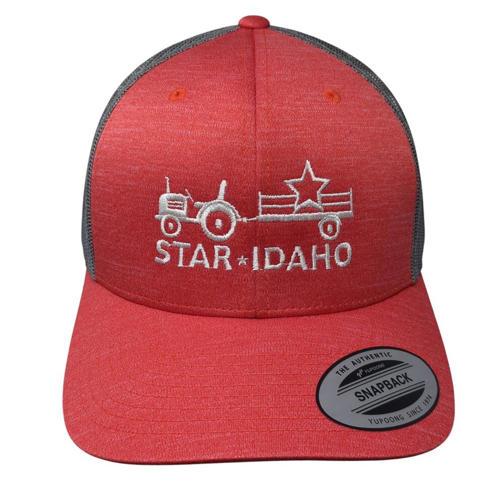 Star Idaho Snapback Trucker Hat Red One Size Adjustable Mesh Back Team 365